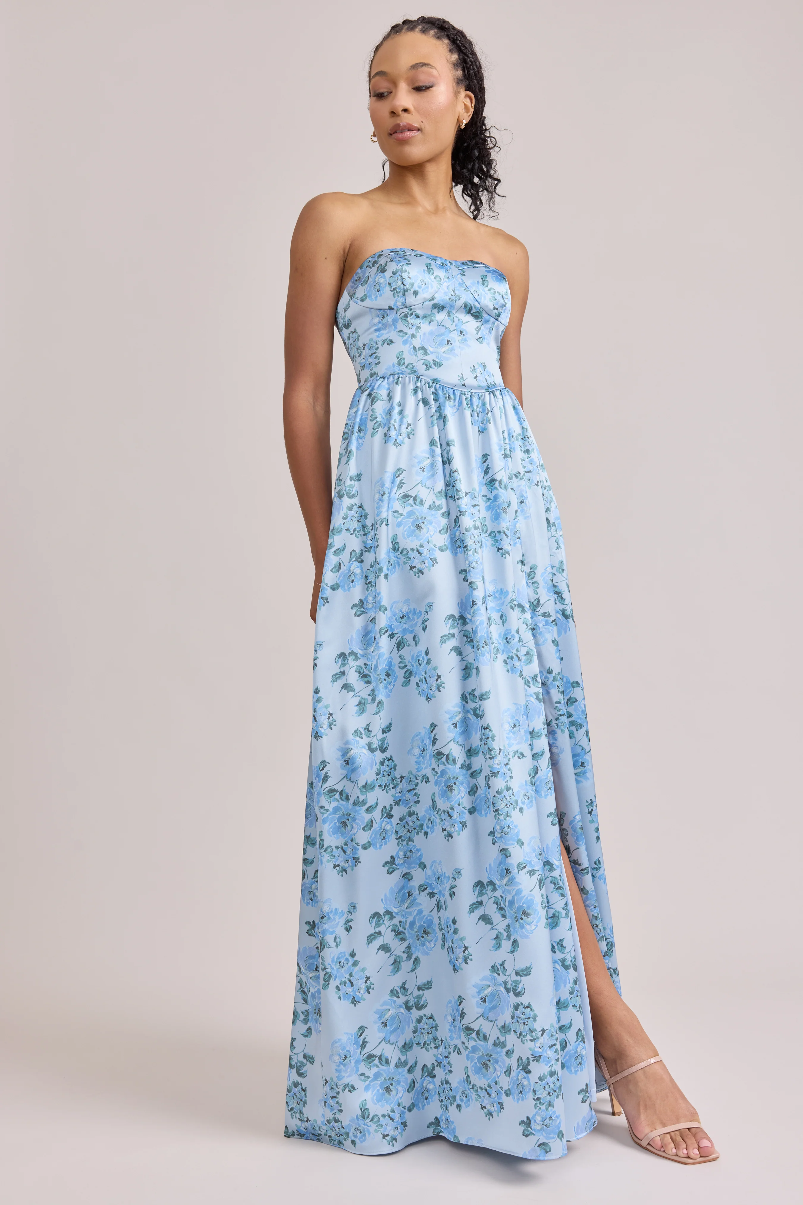 Sydney Satin Floral Print Dress | Made To Order - Image 28