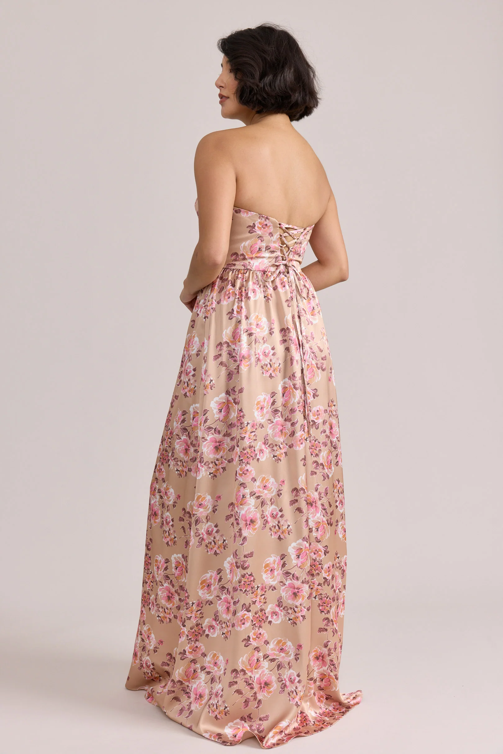 Sydney Satin Floral Print Dress | Made To Order - Image 36