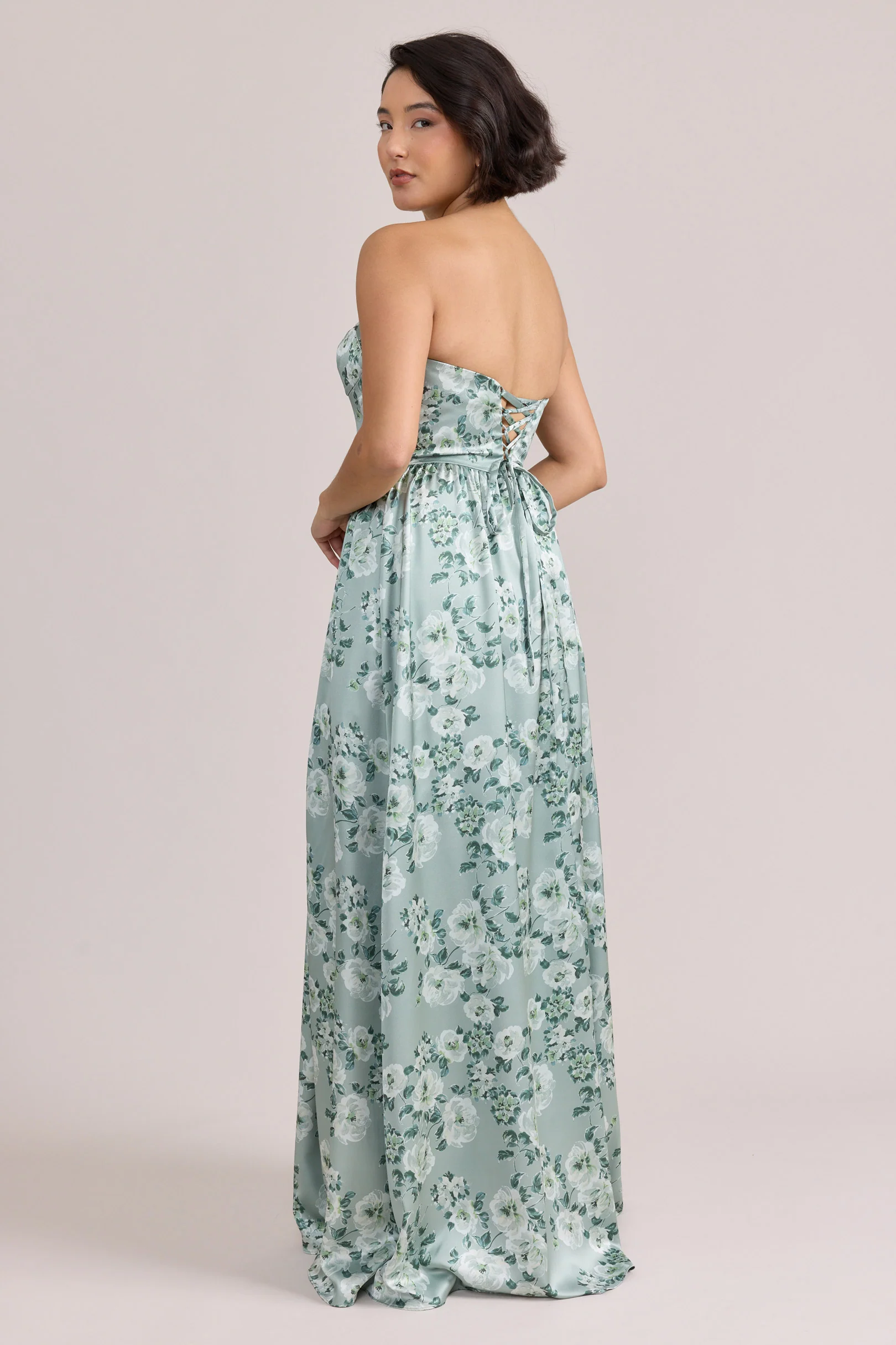 Sydney Satin Floral Print Dress | Made To Order - Image 38