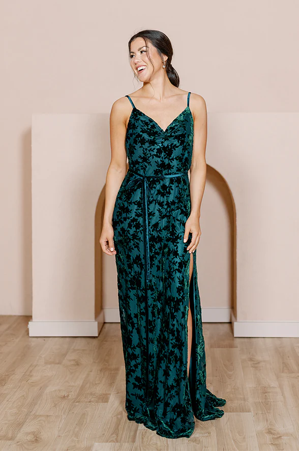 Tilley Floral Burnout Velvet Dress | Made To Order - Image 12
