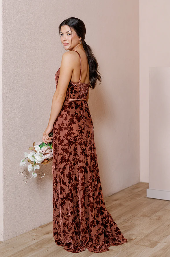 Tilley Floral Burnout Velvet Dress | Made To Order - Image 9