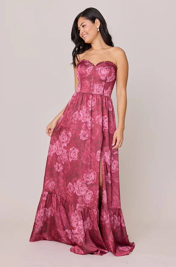 Valentina Satin Floral Print Dress | Made To Order - Image 11