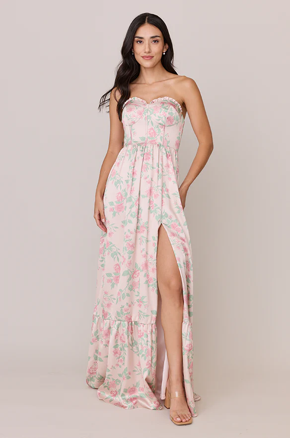 Valentina Satin Floral Print Dress | Made To Order - Image 13
