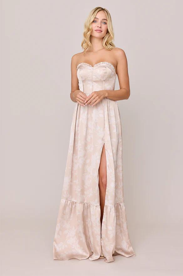 Valentina Satin Floral Print Dress | Made To Order - Image 19