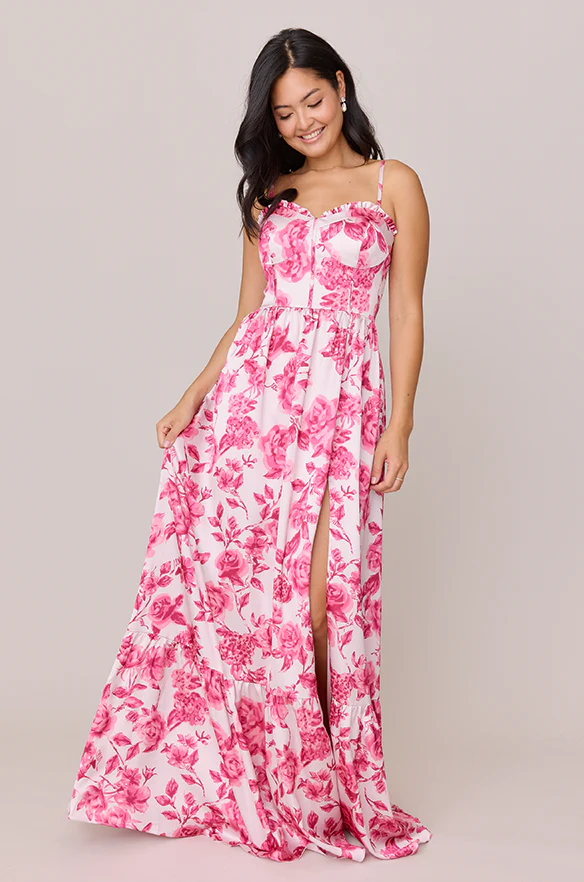 Valentina Satin Floral Print Dress | Made To Order - Image 21