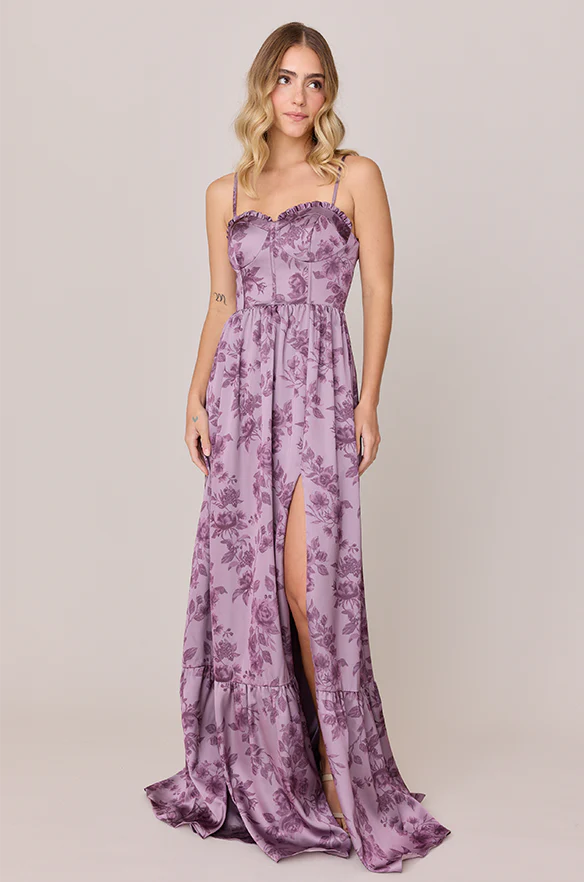 Valentina Satin Floral Print Dress | Made To Order - Image 25