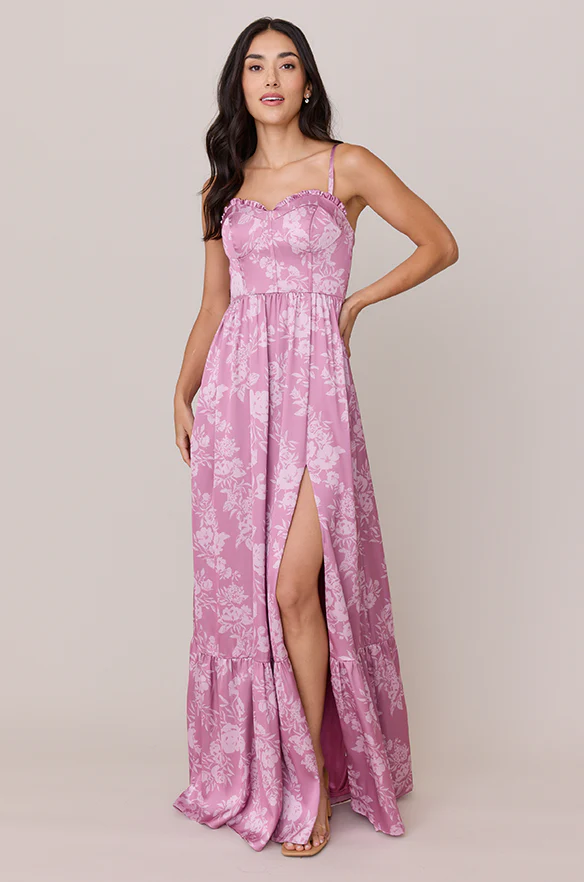 Valentina Satin Floral Print Dress | Made To Order - Image 29