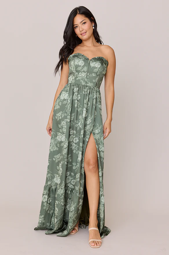 Valentina Satin Floral Print Dress | Made To Order - Image 31