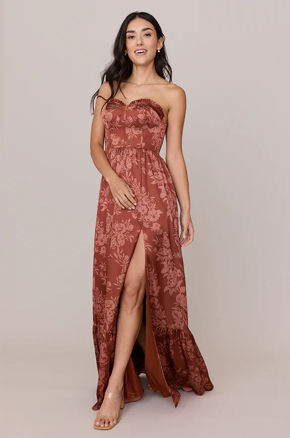 Valentina Satin Floral Print Dress | Made To Order - Image 35