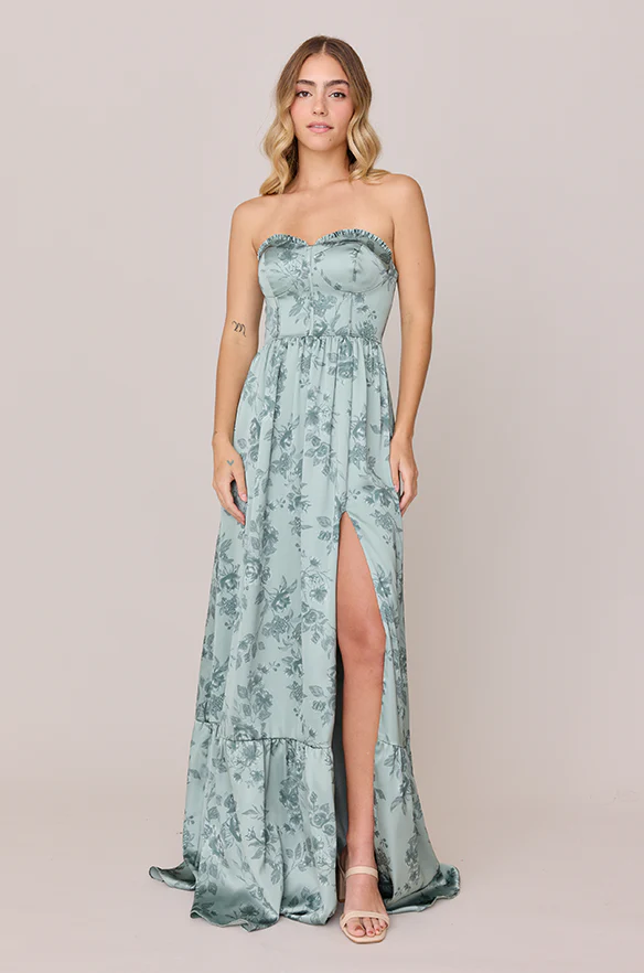 Valentina Satin Floral Print Dress | Made To Order - Image 38