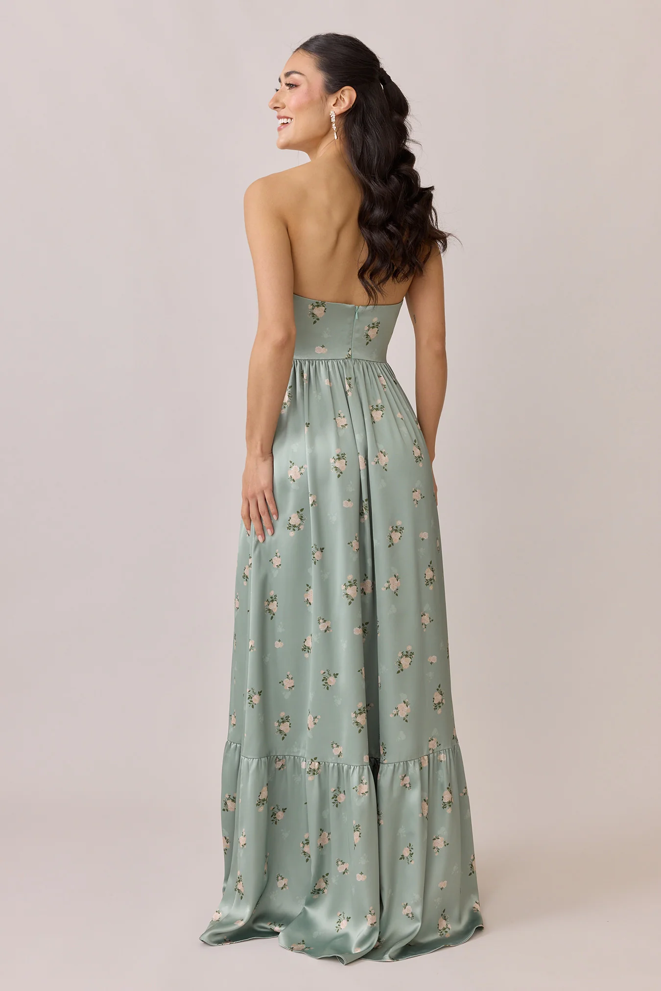 Valentina Satin Floral Print Dress | Made To Order - Image 48