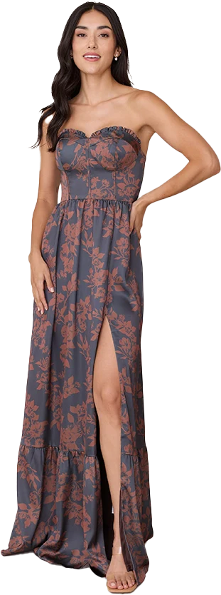 Valentina Satin Floral Print Dress | Made To Order - Image 63