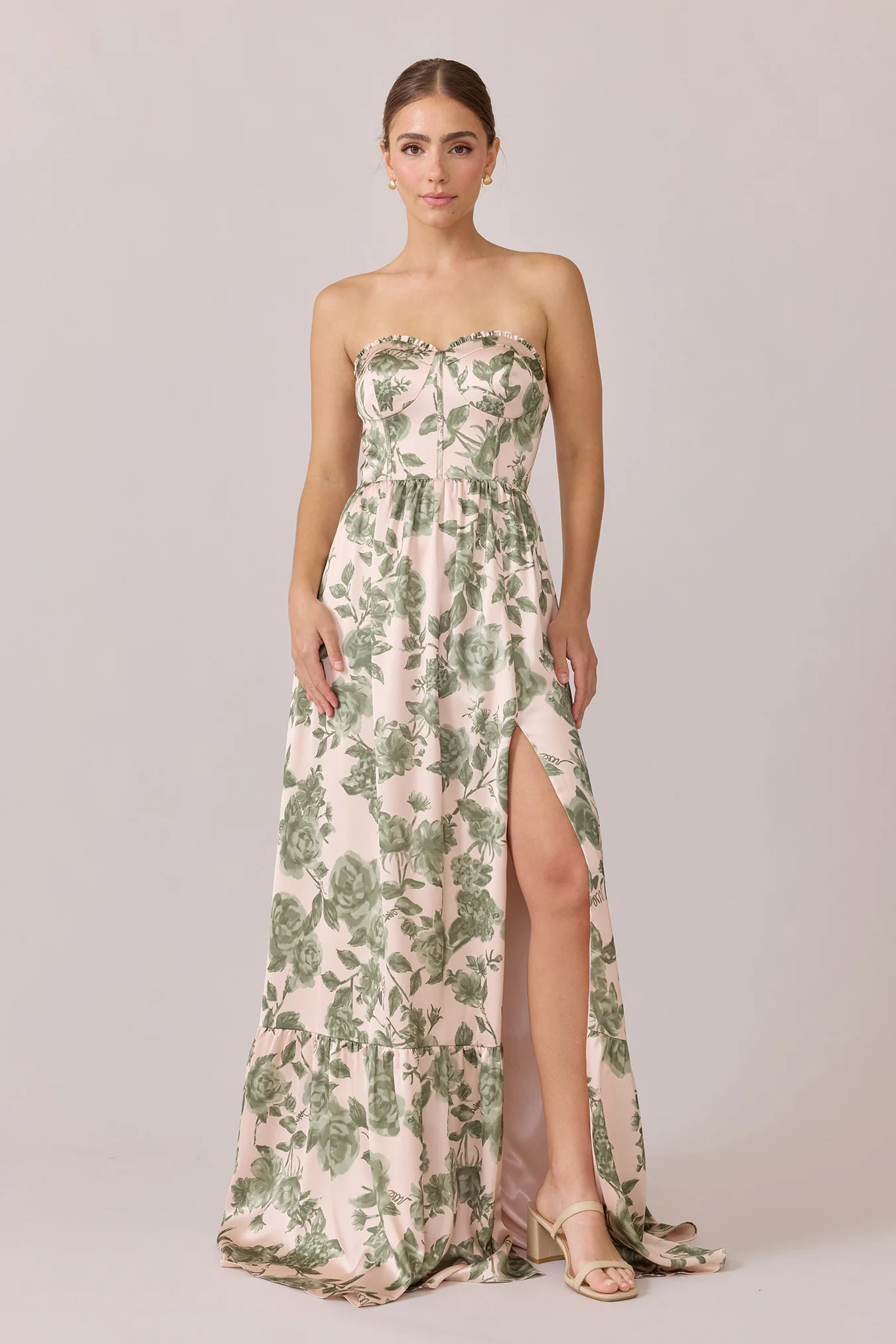 Valentina Satin Floral Print Dress | Made To Order - Image 77