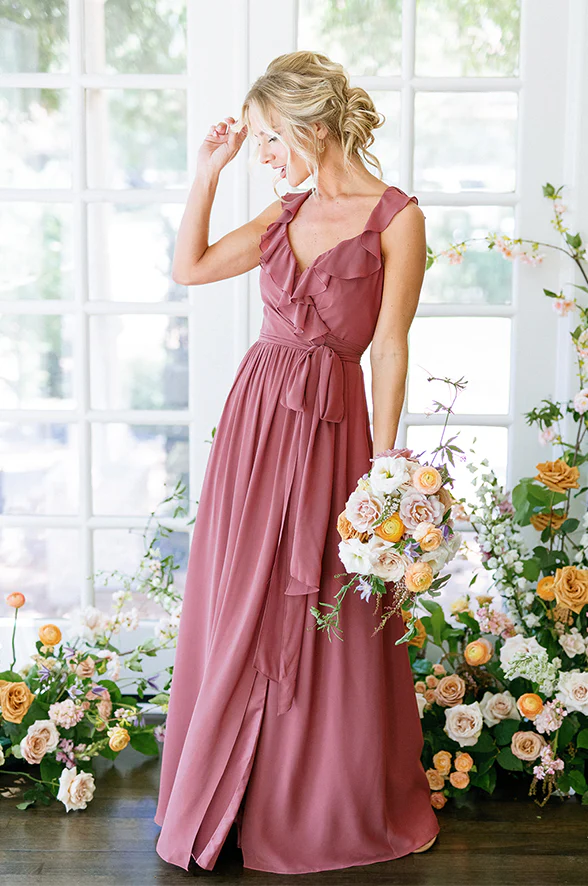 Valerie Chiffon Faux Wrap Dress | Made To Order - Image 9