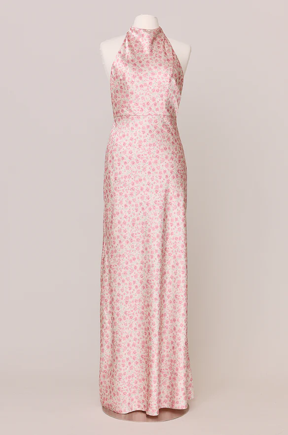 Veronica Satin Floral Print Dress | Made To Order - Image 11