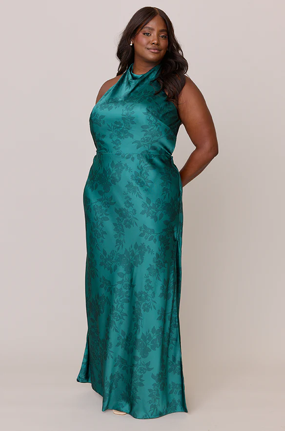 Veronica Satin Floral Print Dress | Made To Order - Image 12
