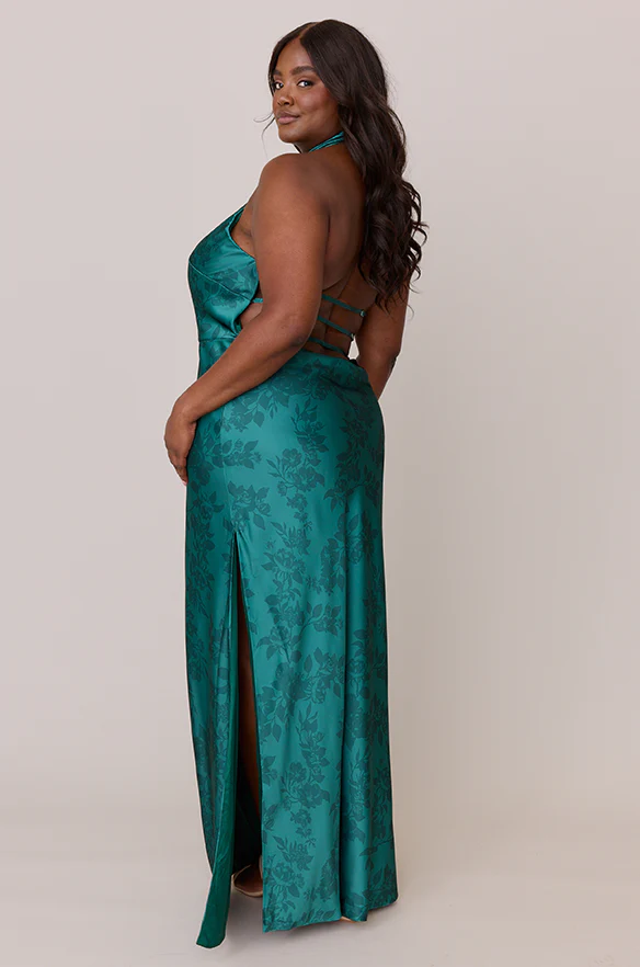 Veronica Satin Floral Print Dress | Made To Order - Image 13