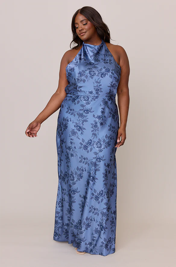 Veronica Satin Floral Print Dress | Made To Order - Image 20