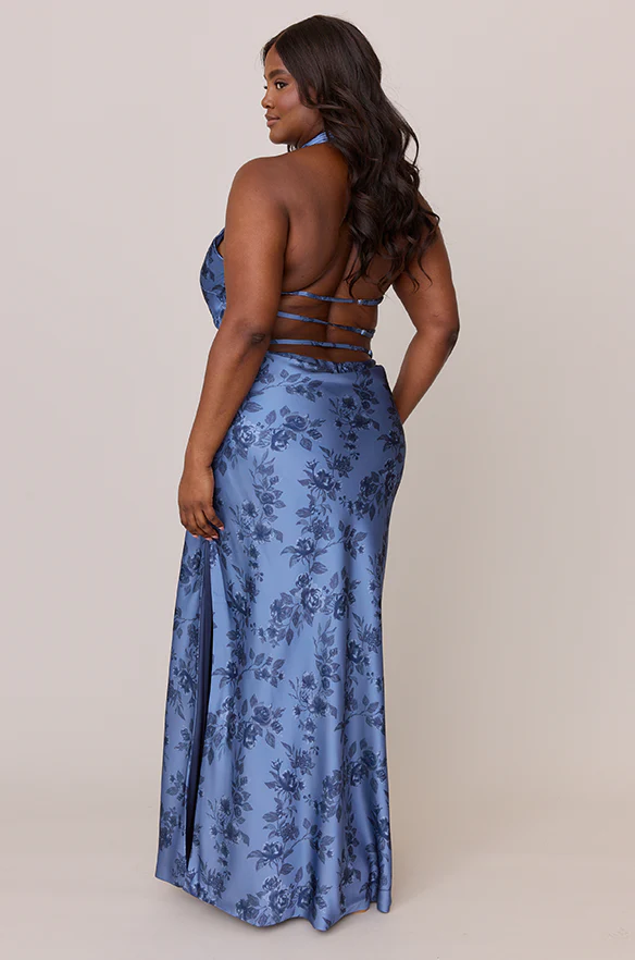Veronica Satin Floral Print Dress | Made To Order - Image 21