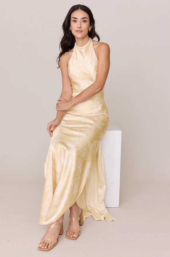 Veronica Satin Floral Print Dress | Made To Order - Image 26