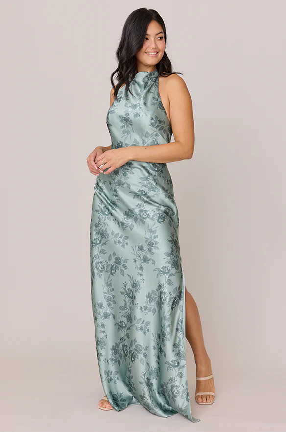 Veronica Satin Floral Print Dress | Made To Order - Image 33
