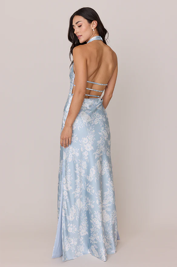 Veronica Satin Floral Print Dress | Made To Order - Image 36