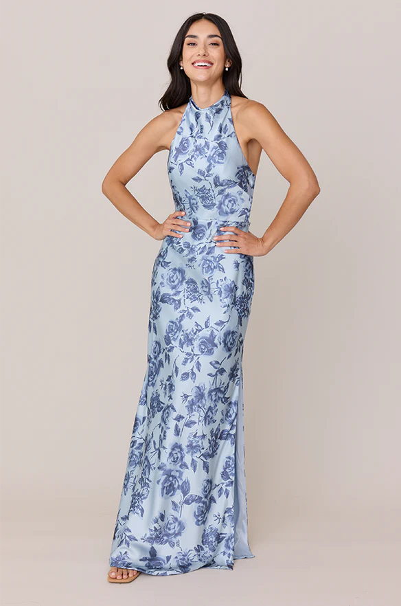 Veronica Satin Floral Print Dress | Made To Order - Image 37