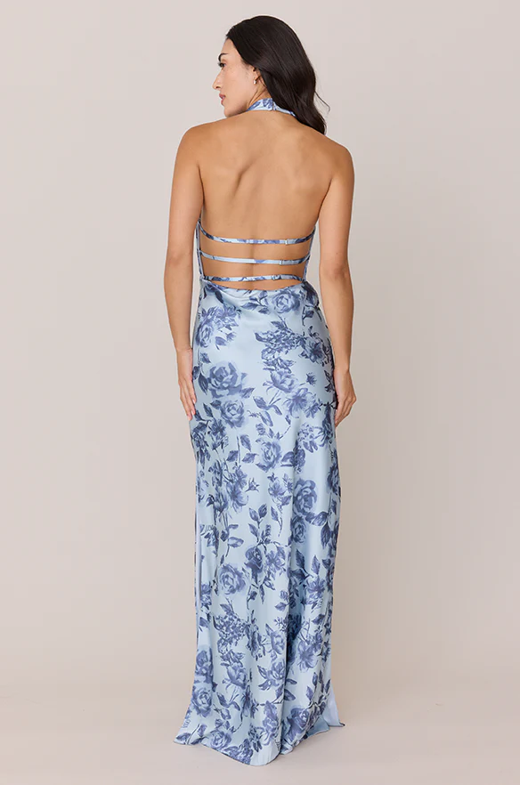 Veronica Satin Floral Print Dress | Made To Order - Image 38