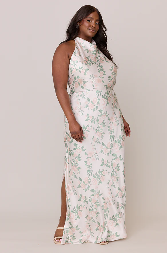 Veronica Satin Floral Print Dress | Made To Order - Image 39
