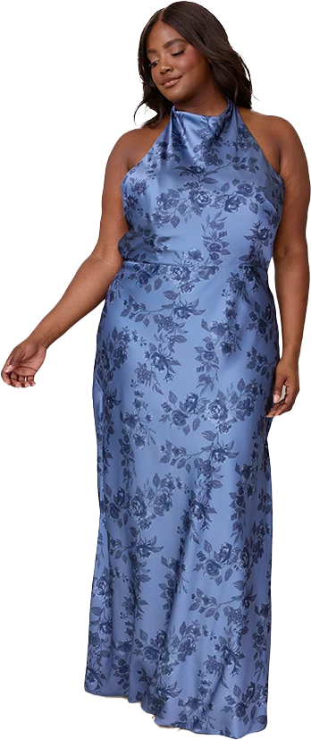 Veronica Satin Floral Print Dress | Made To Order - Image 53