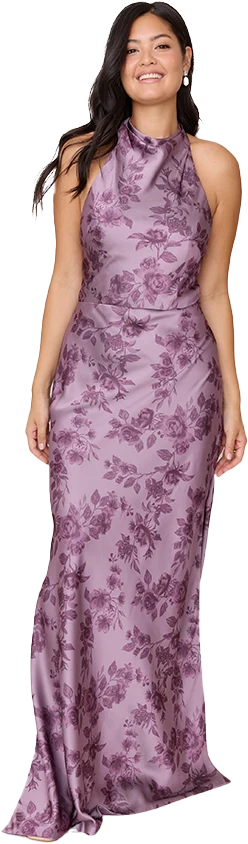 Veronica Satin Floral Print Dress | Made To Order - Image 54