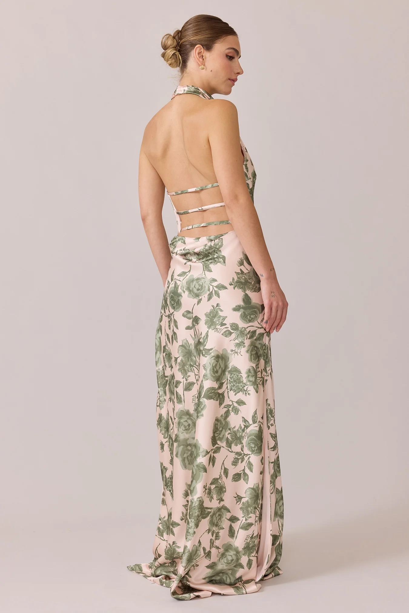 Veronica Satin Floral Print Dress | Made To Order - Image 68