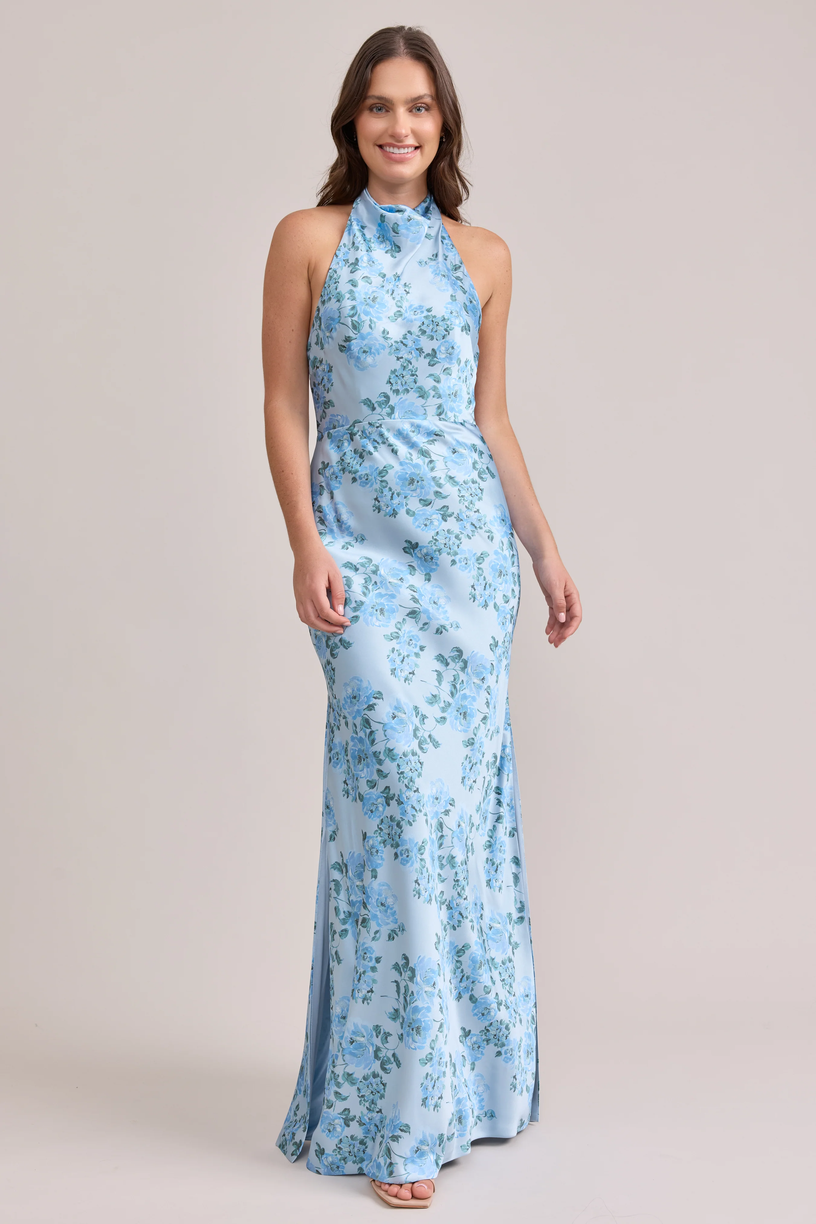 Veronica Satin Floral Print Dress | Made To Order - Image 80