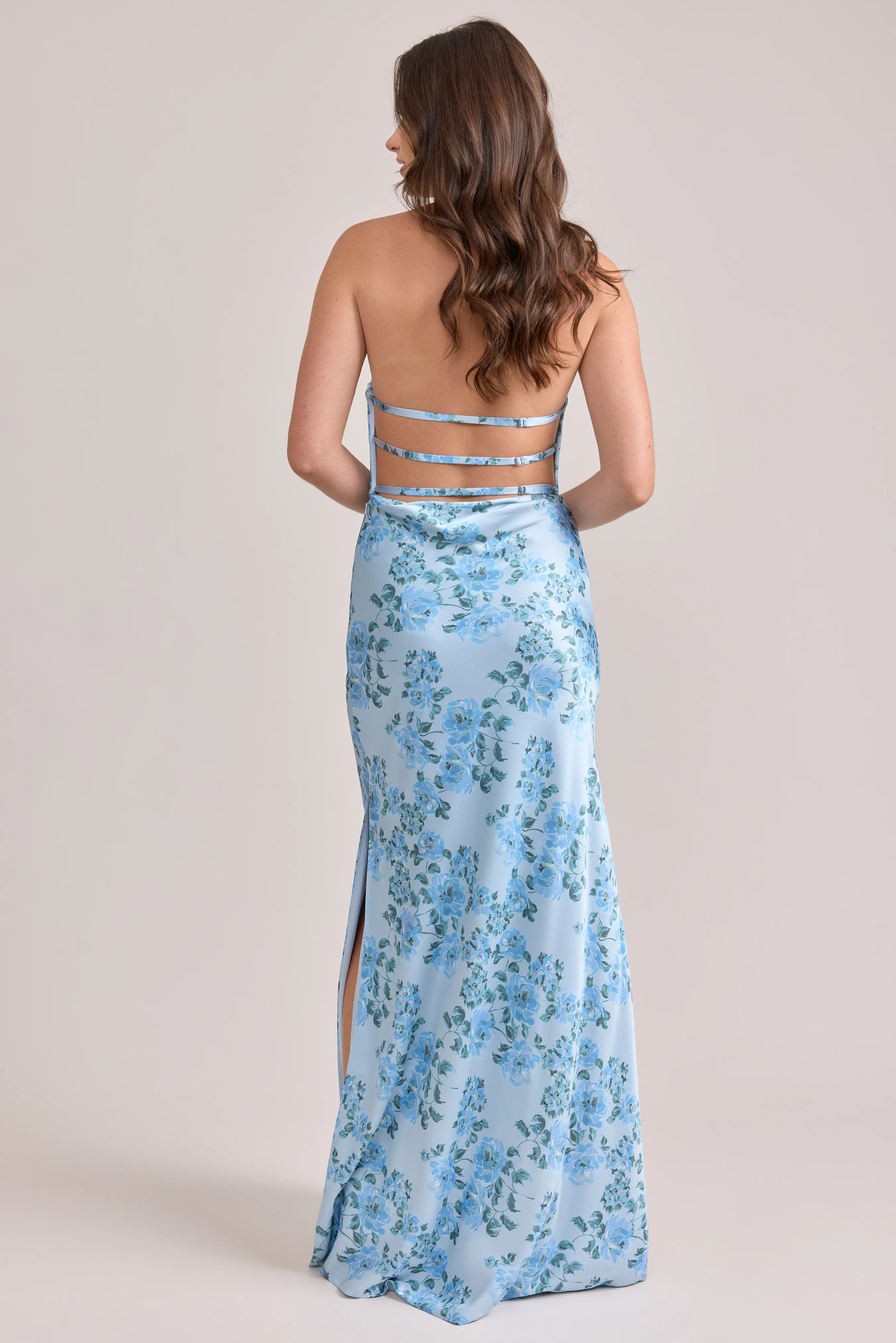 Veronica Satin Floral Print Dress | Made To Order - Image 83
