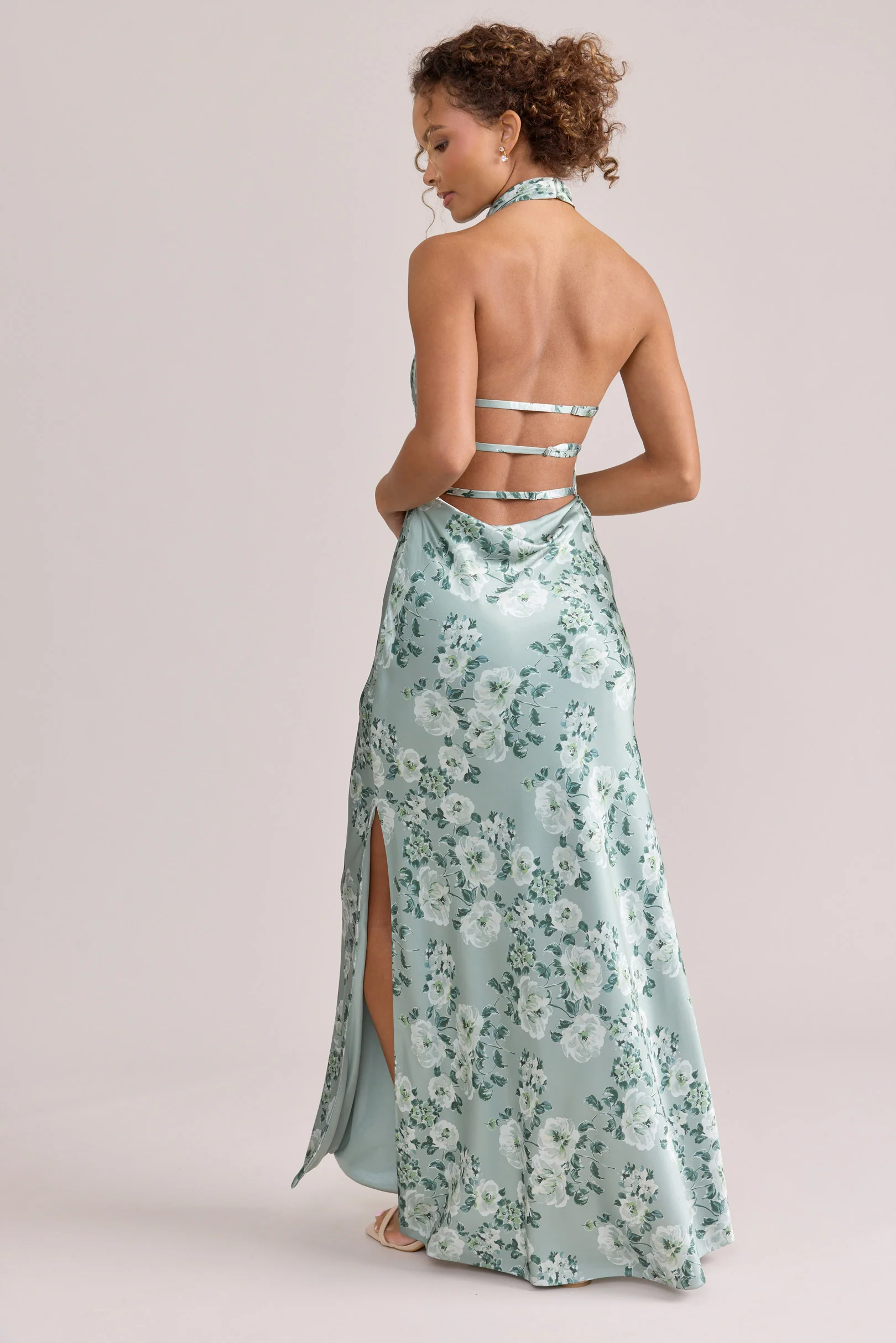 Veronica Satin Floral Print Dress | Made To Order - Image 90