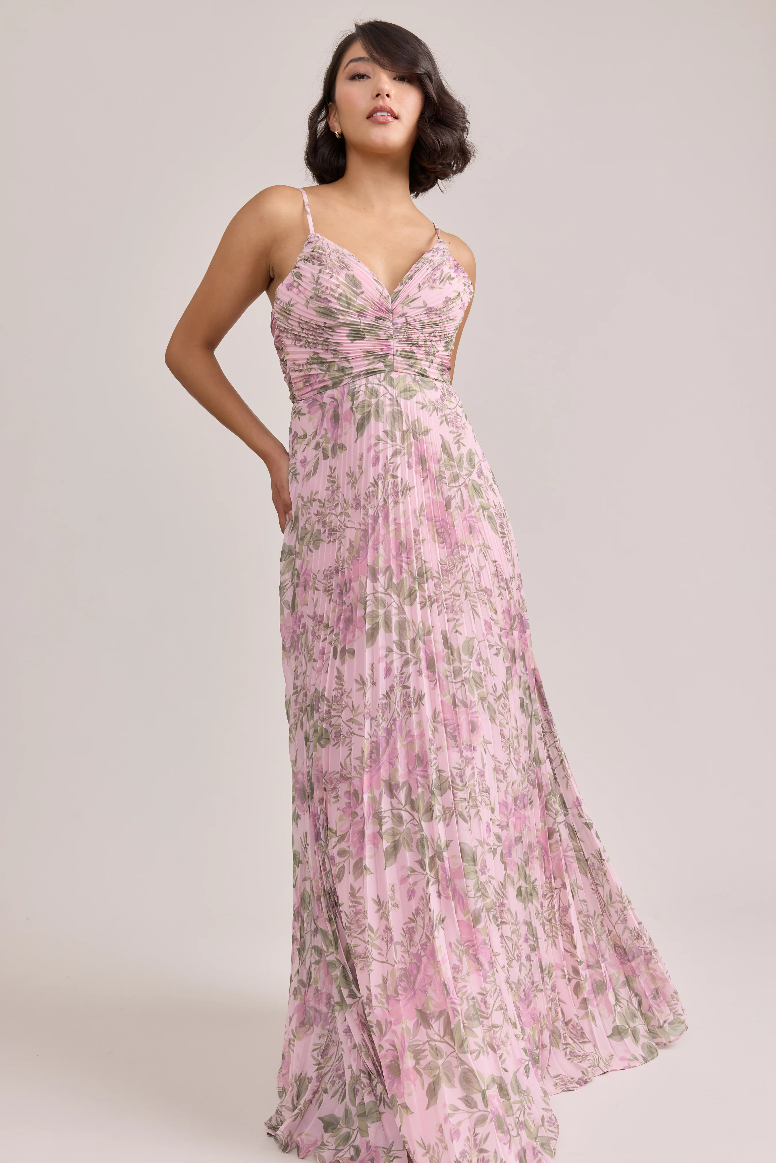Vivian Chiffon Pleated Floral Print Dress | Made To Order - Image 11