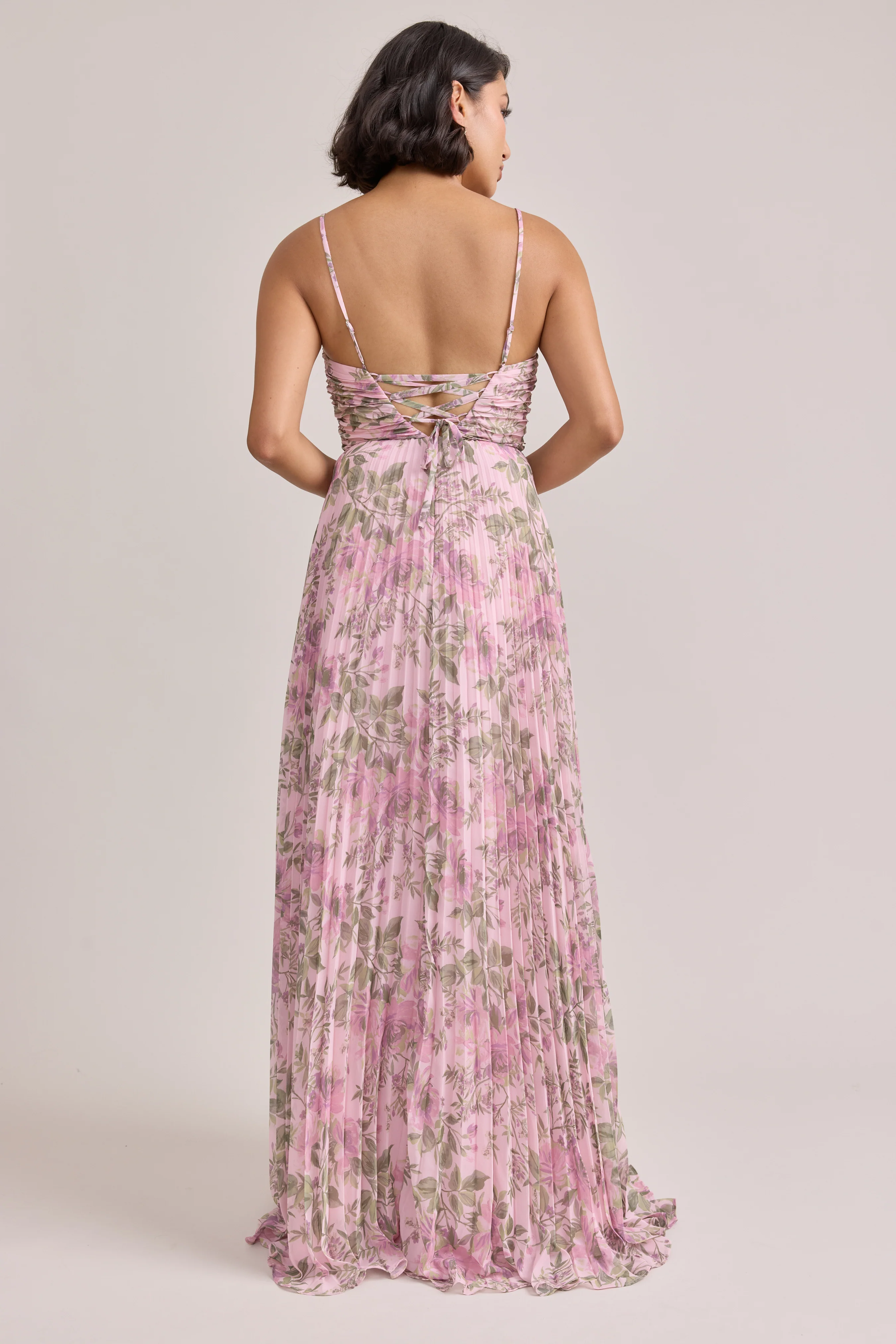 Vivian Chiffon Pleated Floral Print Dress | Made To Order - Image 13