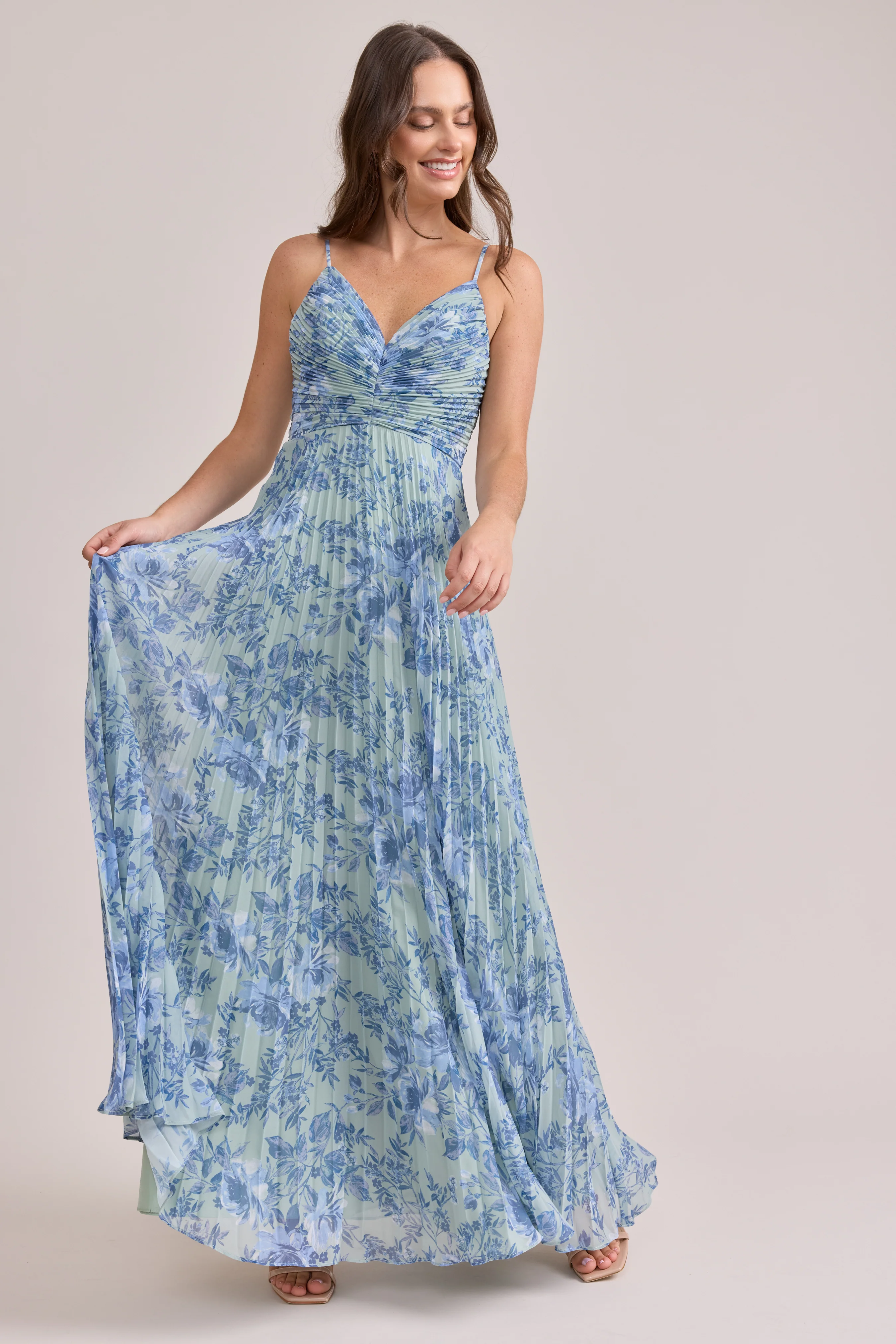 Vivian Chiffon Pleated Floral Print Dress | Made To Order - Image 19