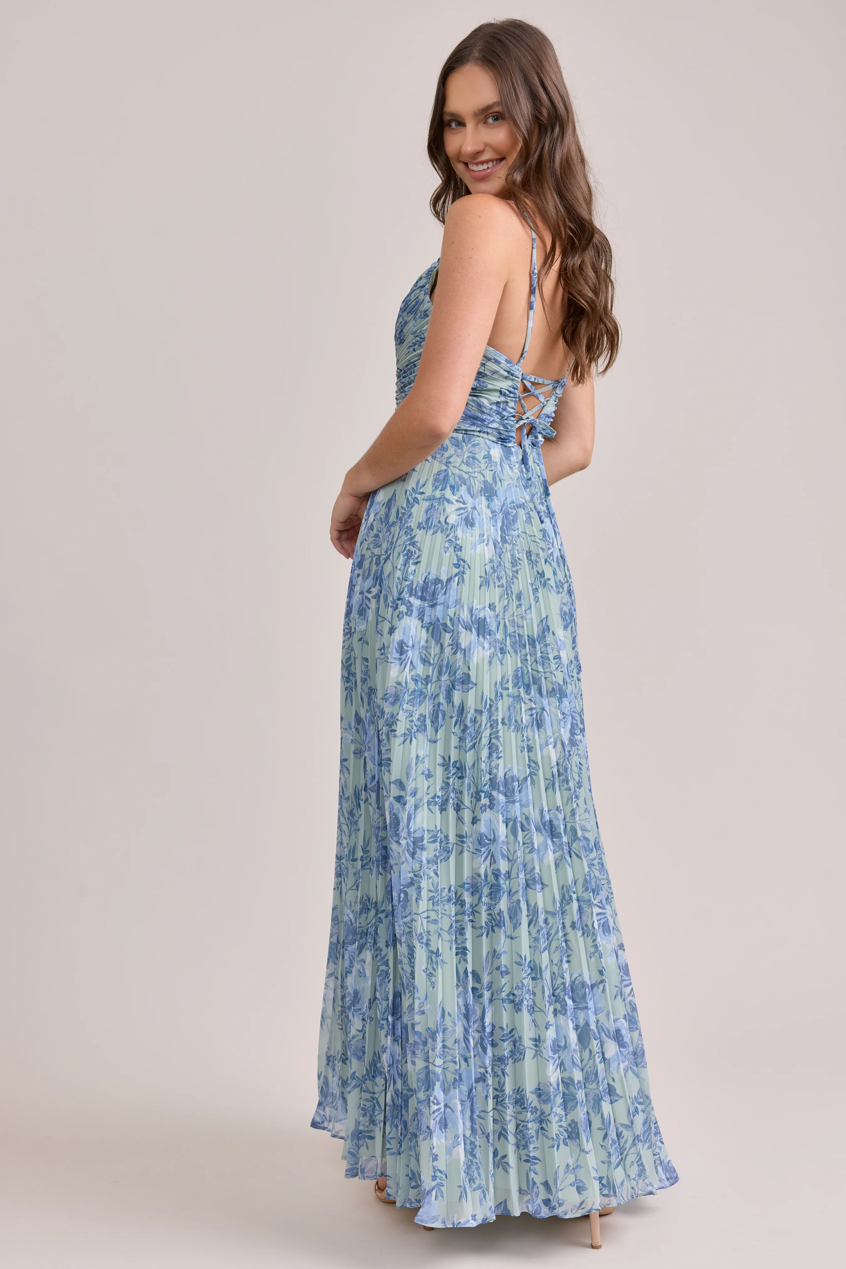 Vivian Chiffon Pleated Floral Print Dress | Made To Order - Image 20