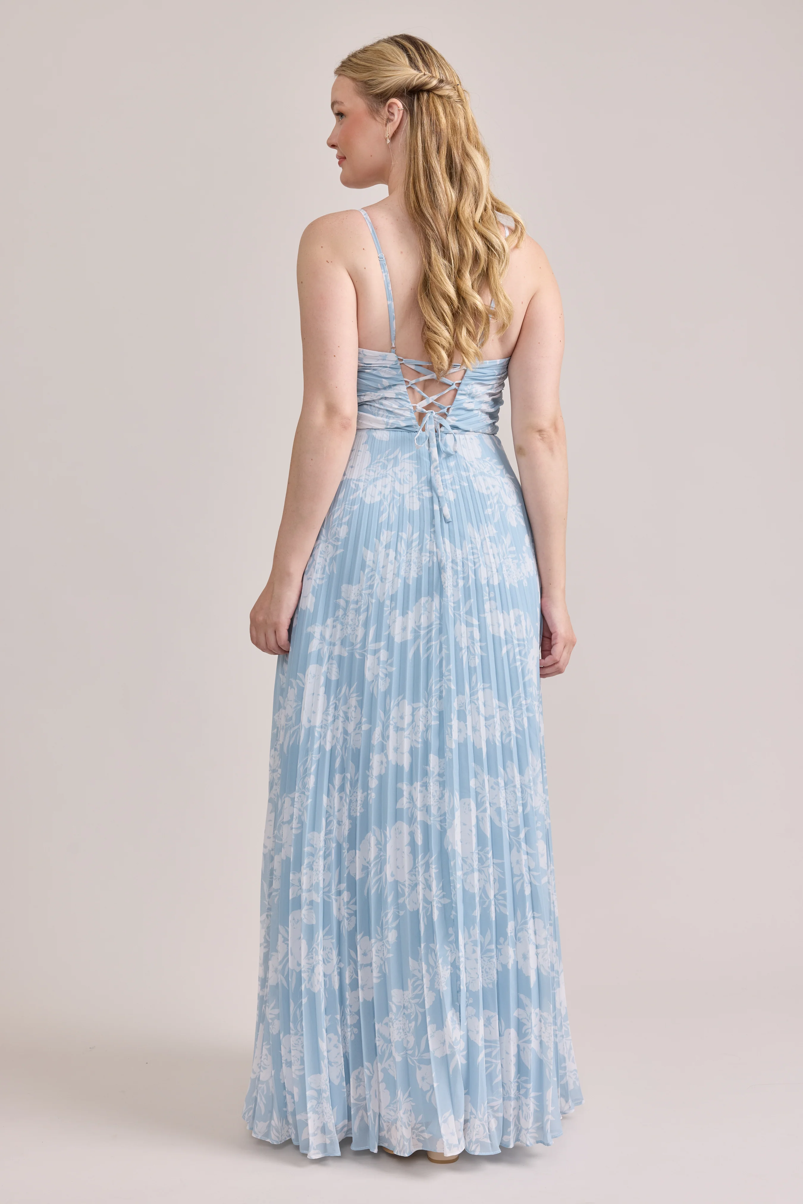 Vivian Chiffon Pleated Floral Print Dress | Made To Order - Image 24