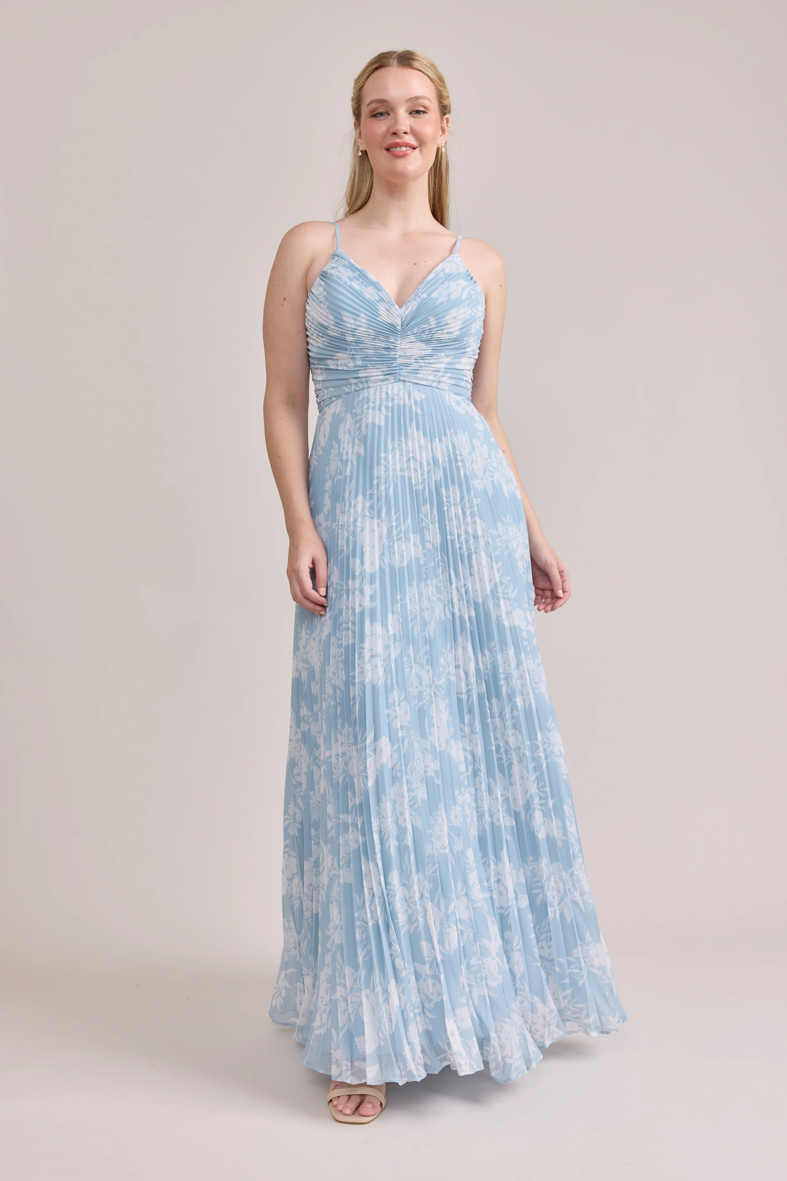 Vivian Chiffon Pleated Floral Print Dress | Made To Order - Image 25