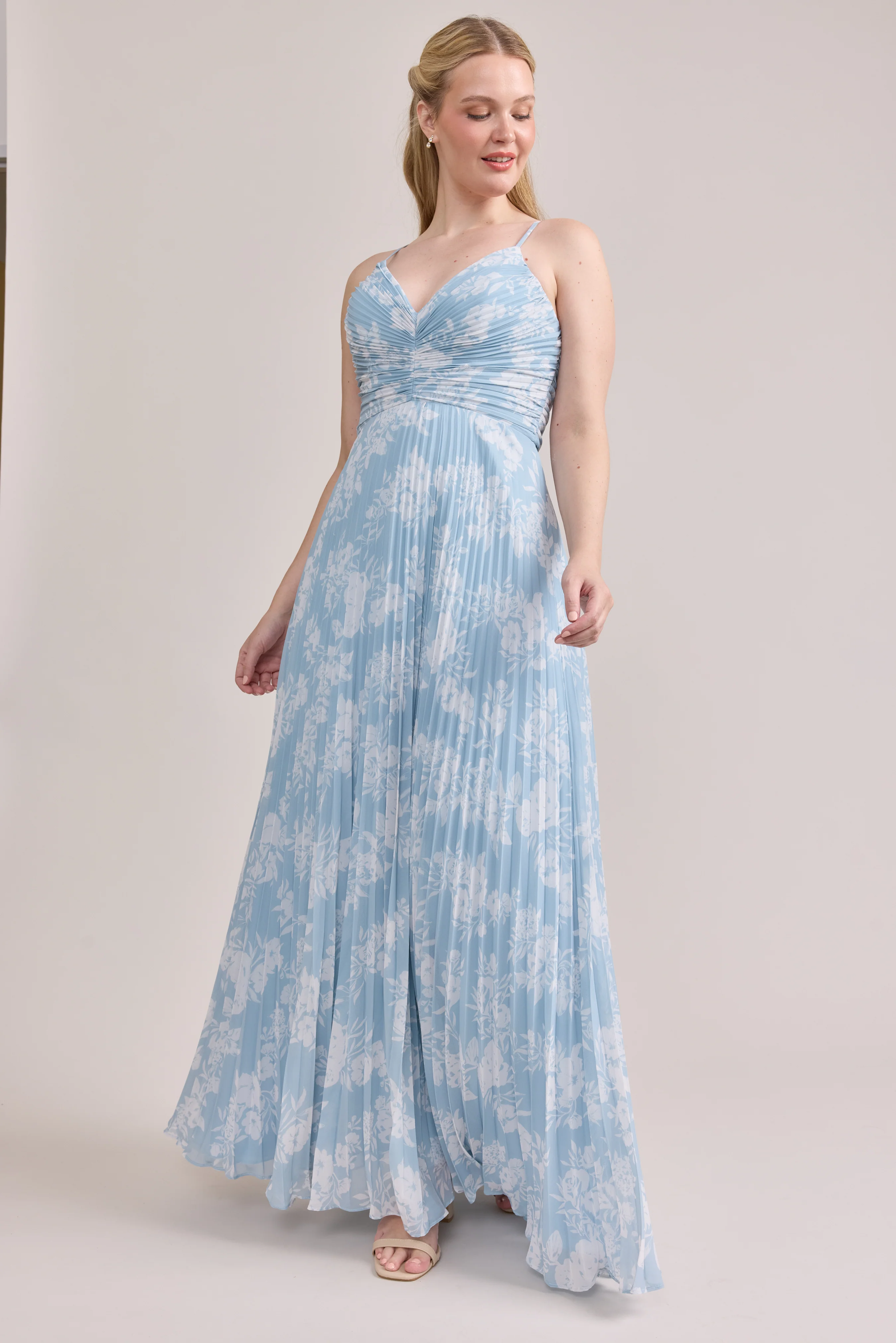Vivian Chiffon Pleated Floral Print Dress | Made To Order - Image 26