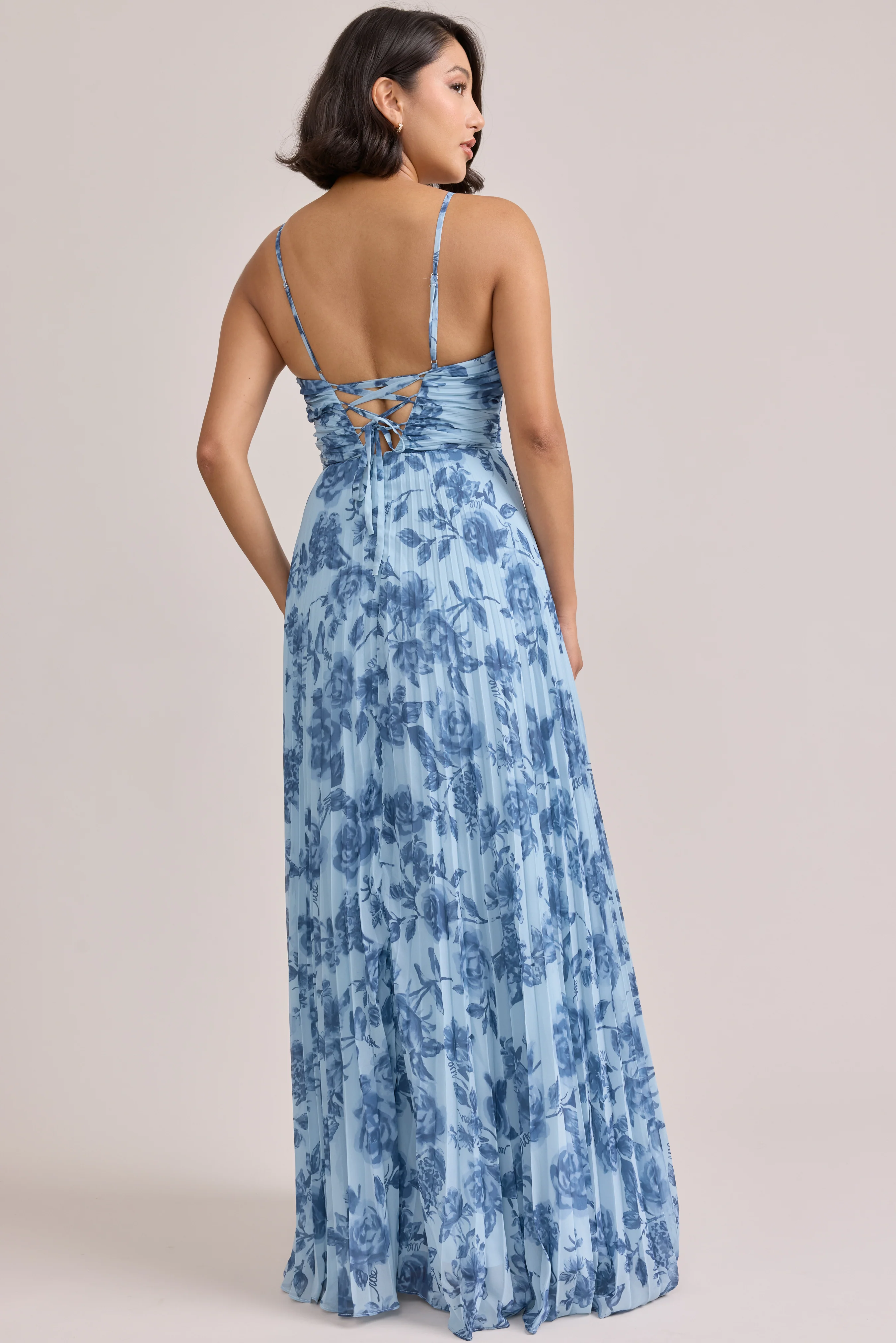 Vivian Chiffon Pleated Floral Print Dress | Made To Order - Image 29