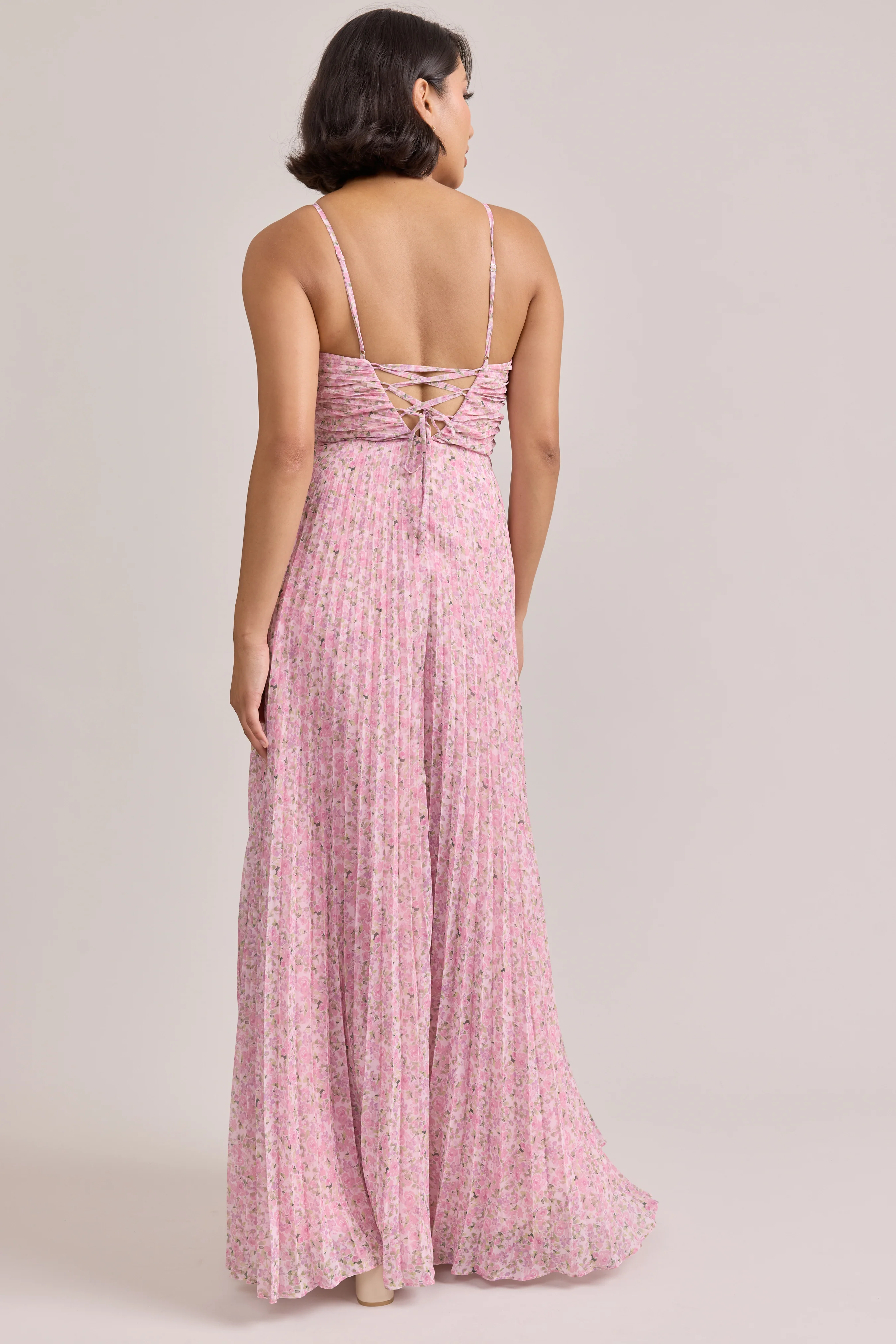 Vivian Chiffon Pleated Floral Print Dress | Made To Order - Image 3