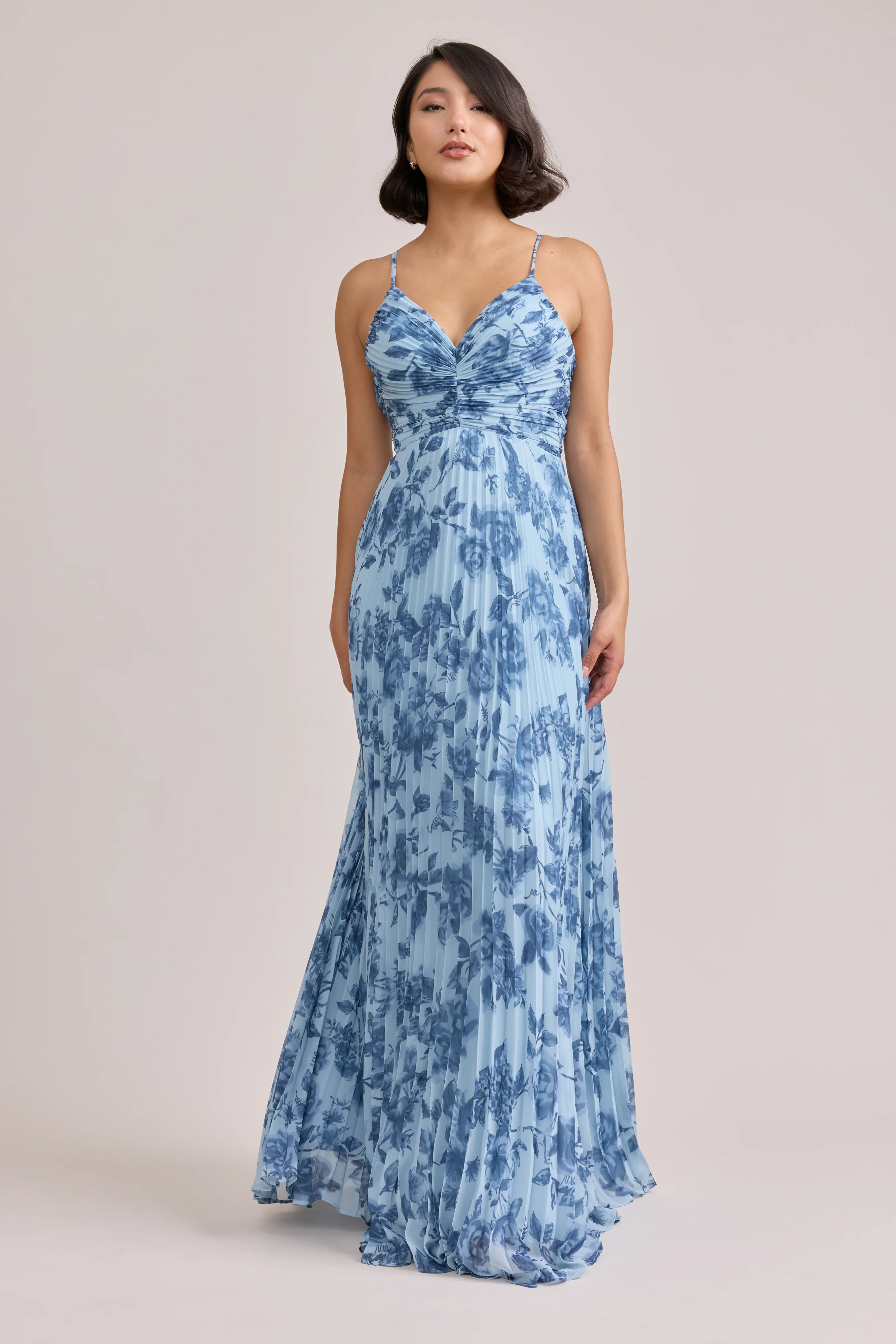 Vivian Chiffon Pleated Floral Print Dress | Made To Order - Image 30