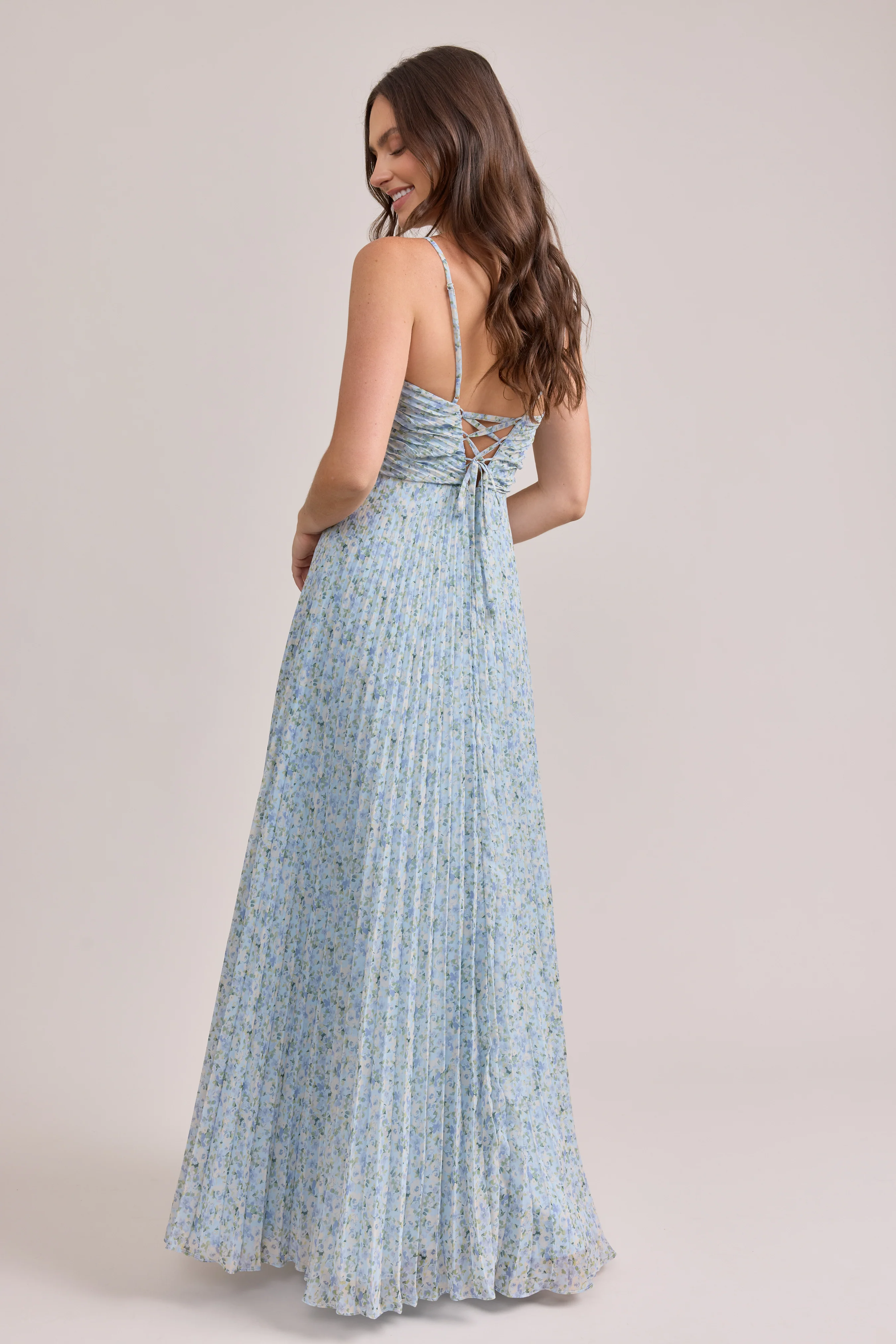 Vivian Chiffon Pleated Floral Print Dress | Made To Order - Image 33