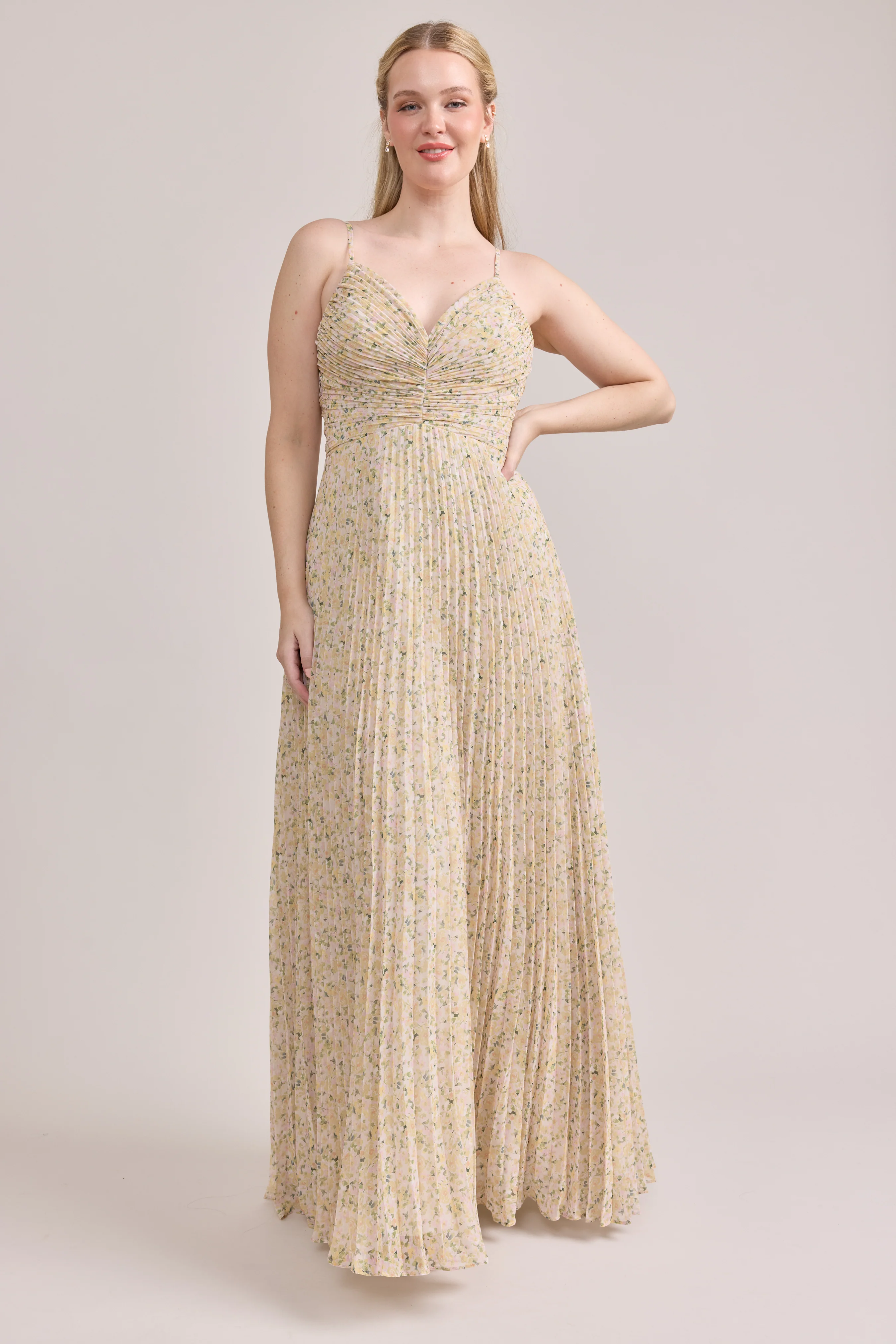 Vivian Chiffon Pleated Floral Print Dress | Made To Order - Image 34