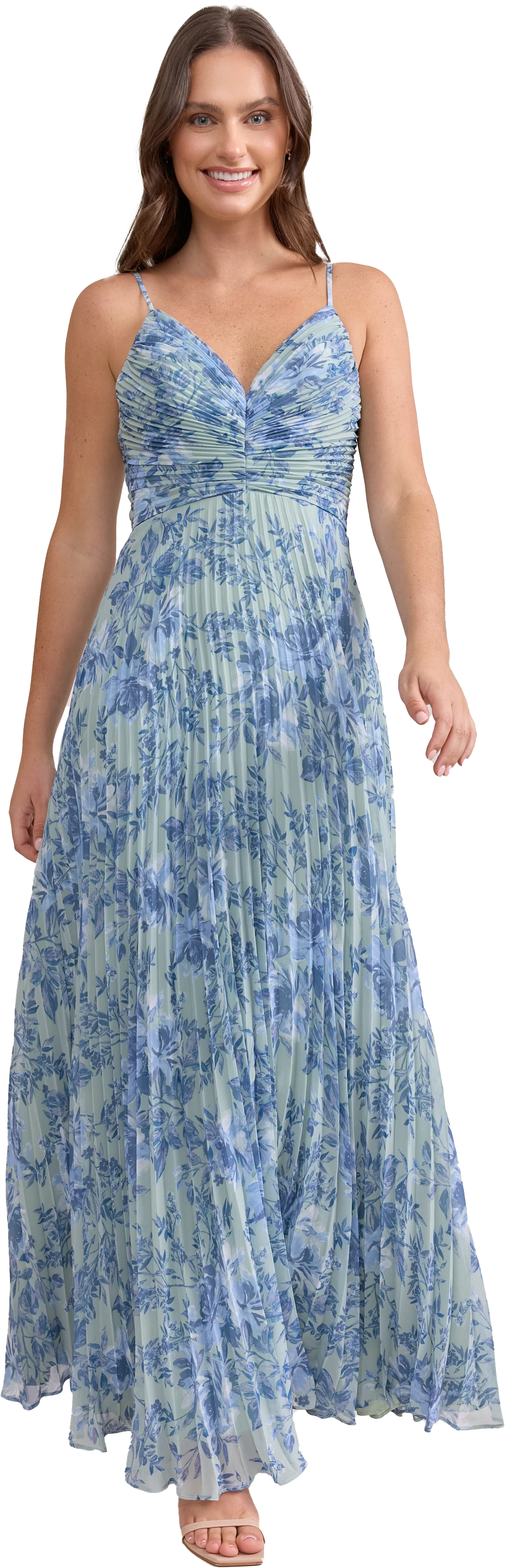 Vivian Chiffon Pleated Floral Print Dress | Made To Order - Image 47