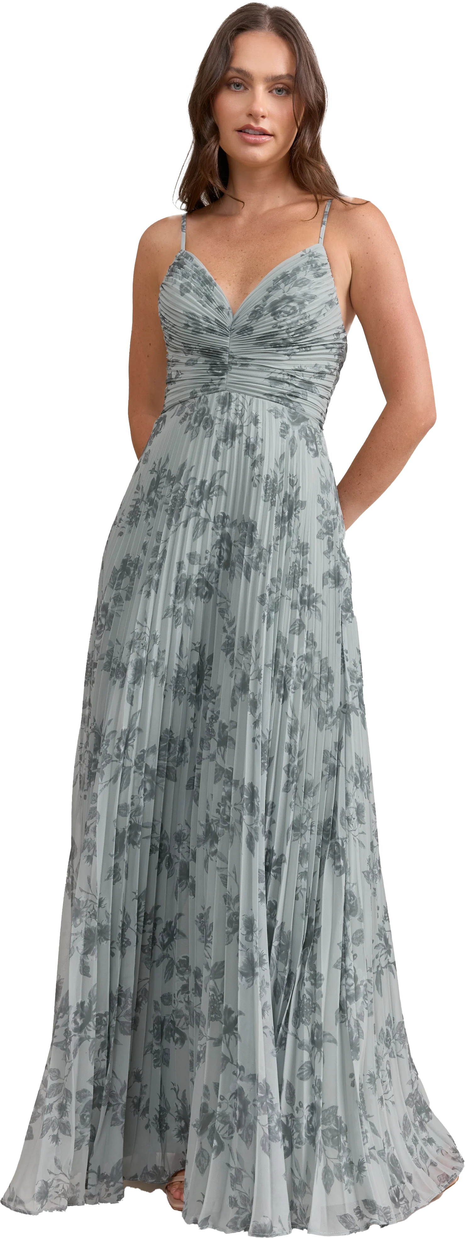 Vivian Chiffon Pleated Floral Print Dress | Made To Order - Image 48