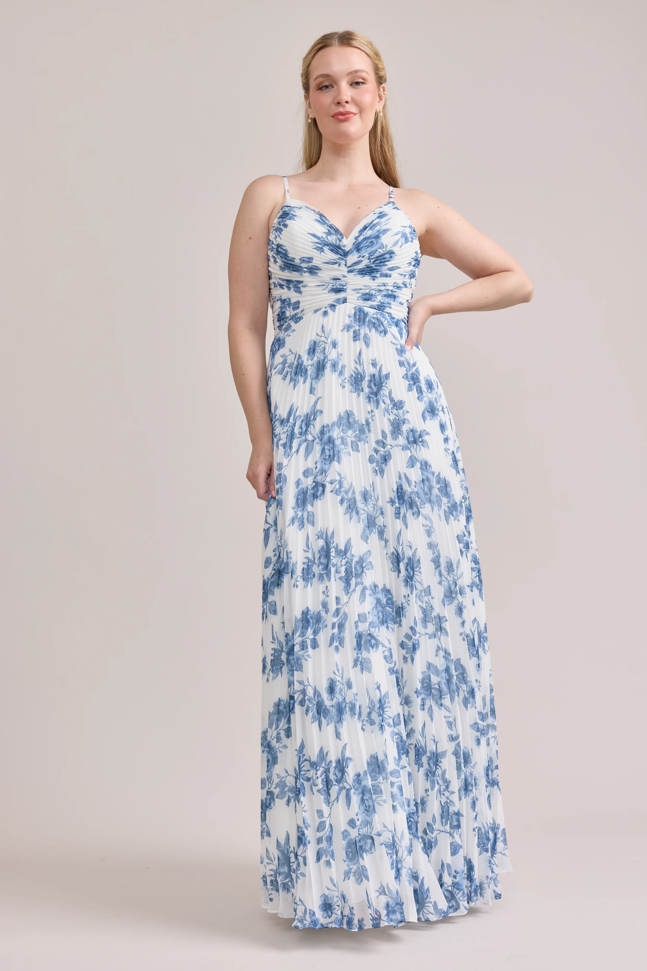 Vivian Chiffon Pleated Floral Print Dress | Made To Order - Image 7
